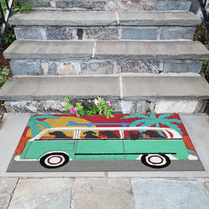 Trans Ocean Liora Manne Frontporch Beach Trip Indoor/Outdoor Mat - Playful Coastal Design With Black Labs Blue Polyester,Acrylic Ftp34147504