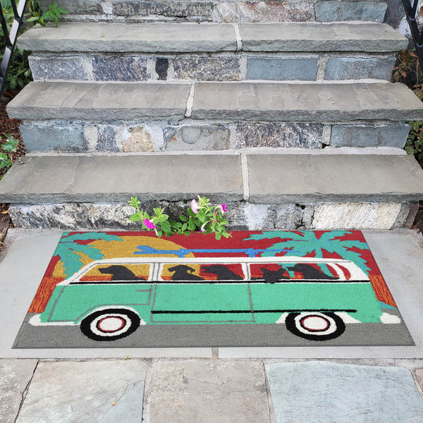 Trans Ocean Liora Manne Frontporch Beach Trip Indoor/Outdoor Mat - Playful Coastal Design With Black Labs Blue Polyester,Acrylic Ftp34147504