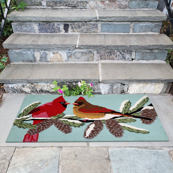 Trans Ocean Liora Manne Frontporch Cardinals Indoor/Outdoor Rug – Hand Tufted, Durable, And Weather Resistant Design Blue Polyester,Acrylic Ftp12153803