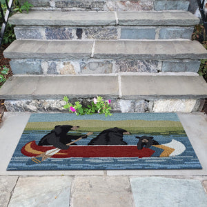 Trans Ocean Liora Manne Frontporch Are We Bear Yet? Fun Indoor/Outdoor Rug With Playful Canoeing Bears Design Blue Polyester,Acrylic Ftp23189203