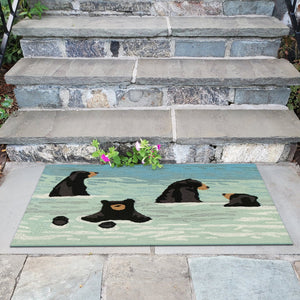 Trans Ocean Liora Manne Frontporch Bathing Bears Rug - Charming Indoor/Outdoor Mat For Nature Lovers' Spaces Blue Polyester,Acrylic Ftp34434003