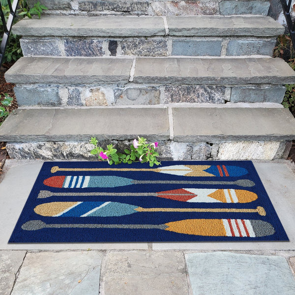 Trans Ocean Liora Manne Frontporch Nautical Paddles Indoor/Outdoor Mat - Vibrant Boating Design For Any Space Navy Polyester,Acrylic Ftp12450833