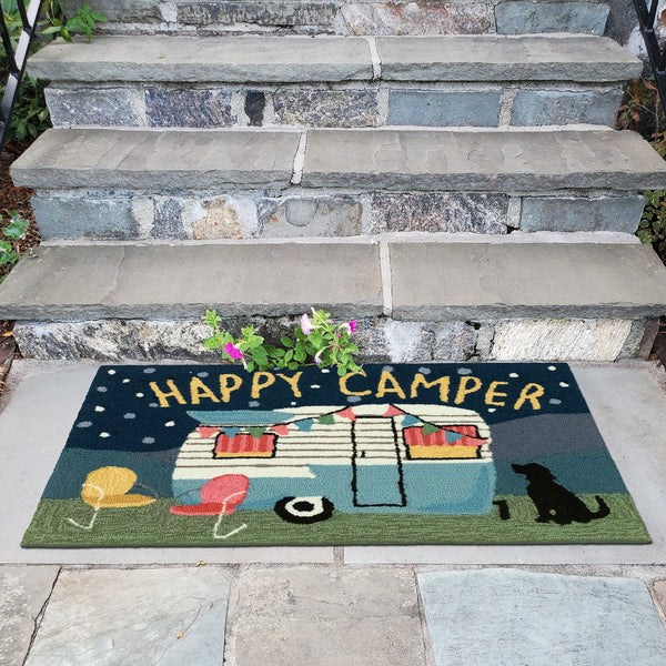 Trans Ocean Liora Manne Frontporch Happy Camper Indoor/Outdoor Mat - Charming Rug For Nature Lovers’ Spaces Navy Polyester,Acrylic Ftp34454247