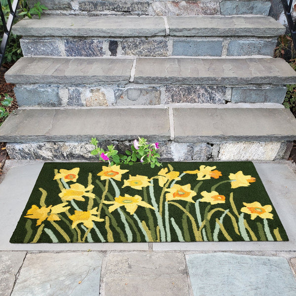 Trans Ocean Liora Manne Frontporch Daffodil Indoor/Outdoor Area Rug - Vibrant Floral Design For Any Space Green Polyester,Acrylic Ftp23456006