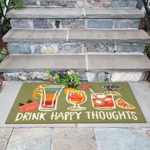 Trans Ocean Liora Manne Frontporch Happy Drinks Indoor/Outdoor Mat - Whimsical Area Rug For Fun Spaces Green Polyester,Acrylic Ftp23457306