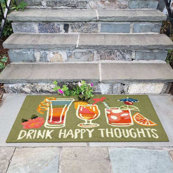 Trans Ocean Liora Manne Frontporch Happy Drinks Indoor/Outdoor Mat - Whimsical Area Rug For Fun Spaces Green Polyester,Acrylic Ftp23457306
