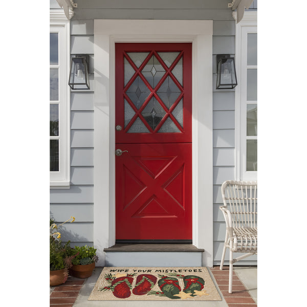 Trans Ocean Liora Manne Frontporch Mistletoes Indoor/Outdoor Mat With Festive Flip Flops And Greenery Design Natural Polyester,Acrylic Ftp34469812
