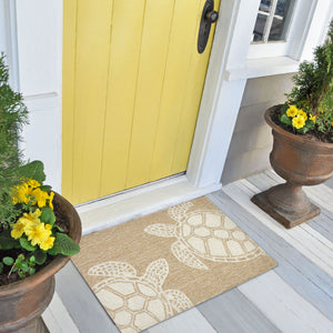 Trans Ocean Liora Manne Capri Turtle Handmade Indoor/Outdoor Area Rug - Vibrant Coastal Design For Any Space Natural Polyester,Acrylic Cap12163412