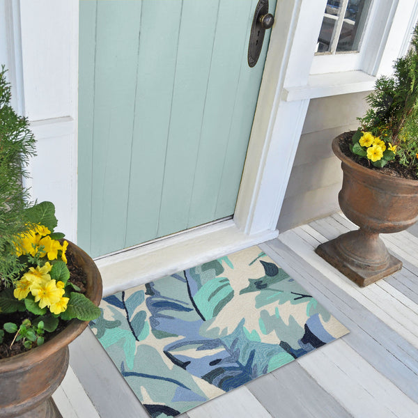 Trans Ocean Liora Manne Capri Palm Leaf Indoor/Outdoor Area Rug - Vibrant Botanical Design For Any Space Blue Polyester,Acrylic Cap23166803