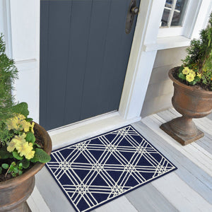 Trans Ocean Liora Manne Capri Hex Indoor/Outdoor Durable Area Rug - Stylish Geometric Accent For Any Space Navy Polyester,Acrylic Cap23174133