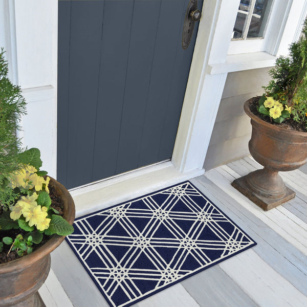 Trans Ocean Liora Manne Capri Hex Indoor/Outdoor Durable Area Rug - Stylish Geometric Accent For Any Space Navy Polyester,Acrylic Cap23174133