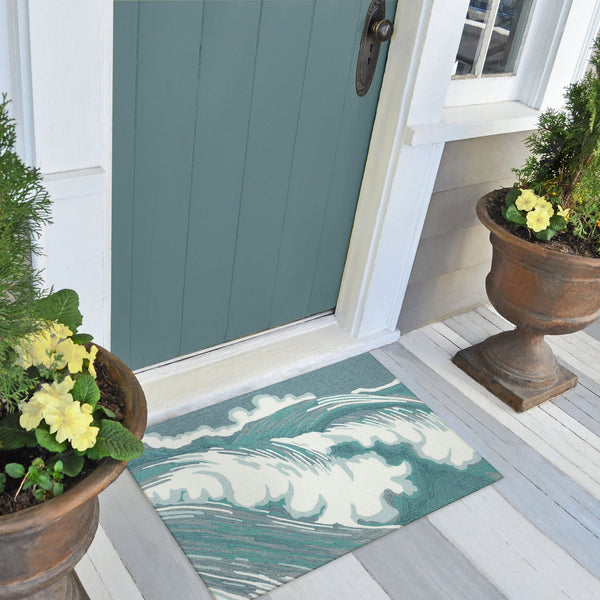 Trans Ocean Liora Manne Capri Wave Indoor/Outdoor Area Rug – Stunning Coastal Design For Elegant Spaces Blue Polyester,Acrylic Cap34175594