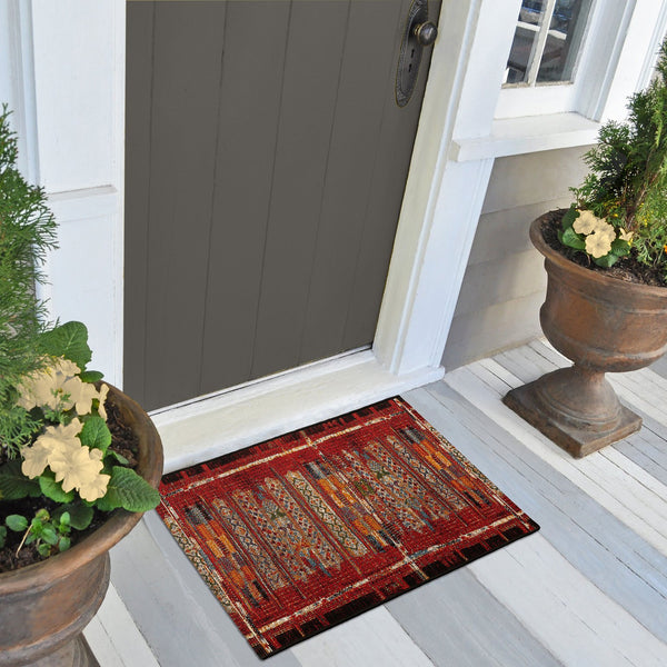 Trans Ocean Liora Manne Esencia Tribal Stripe Indoor/Outdoor Mat - Vibrant Southwestern Design For Any Space Red Polypropylene,Polyester Ecn34805724