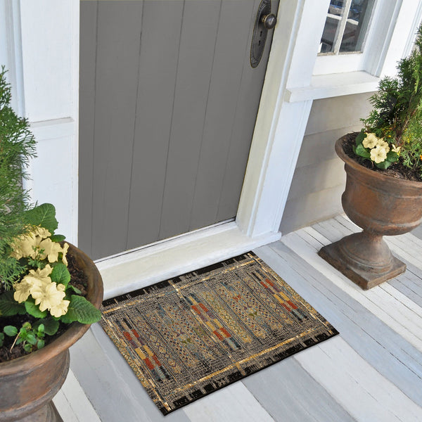 Trans Ocean Liora Manne Esencia Tribal Stripe Indoor/Outdoor Mat - Vibrant Southwestern Design For Any Space Black Polypropylene,Polyester Ecn23805748