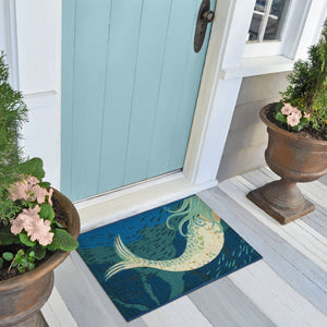 Trans Ocean Liora Manne Esencia Mermaids Are Real Indoor/Outdoor Mat - Whimsical Coastal Charm For Any Space Blue Polypropylene,Polyester Ecn23958204