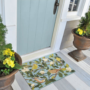 Trans Ocean Liora Manne Esencia Floral Finches Indoor/Outdoor Non-slip Mat - Vibrant Garden Bird Design Blue Polypropylene,Polyester Ecn34970803