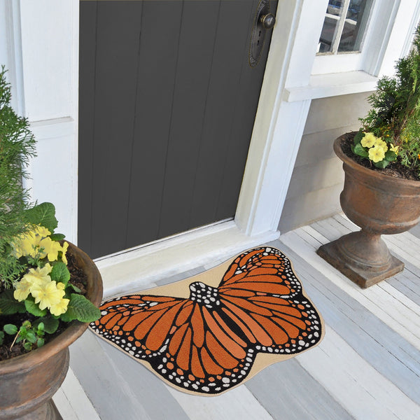 Trans Ocean Liora Esencia Monarch Butterfly Indoor/Outdoor Mat - Striking Orange Design, 3'3" X 1'9" Shape Orange Polypropylene,Polyester Ecn33961317