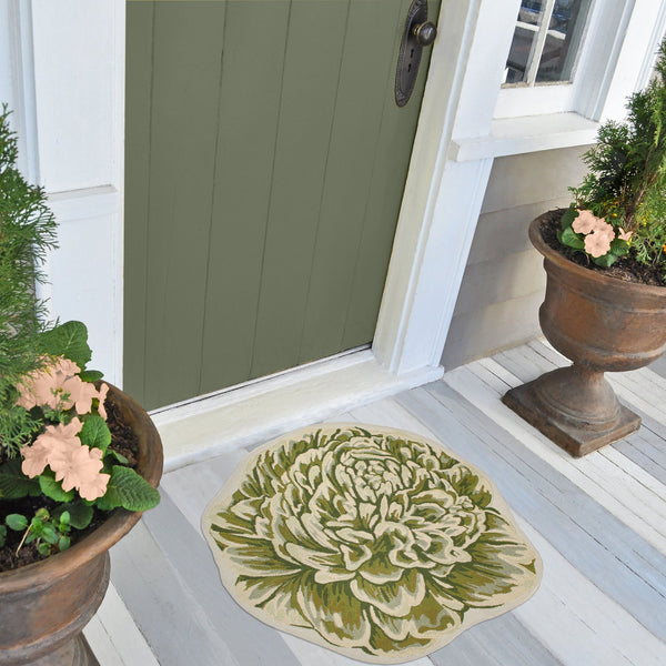 Trans Ocean Liora Manne Esencia Peony Indoor/Outdoor Non-slip Mat - Vibrant Floral Design For Any Space Green Polypropylene,Polyester Ecnd3962306