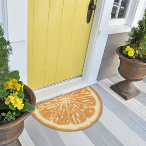 Trans Ocean Liora Esencia Lemon Indoor/Outdoor Mat - Whimsical Yellow Slice Design, 3'3" X 2'1" Half Round Yellow Polypropylene,Polyester Ecnh3961209
