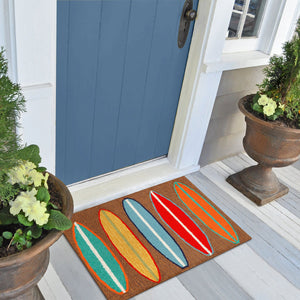 Trans Ocean Liora Manne Frontporch Surfboards Indoor/Outdoor Mat - Coastal Style Rug For Beach Lovers' Homes Brown Polyester,Acrylic Ftp23140619