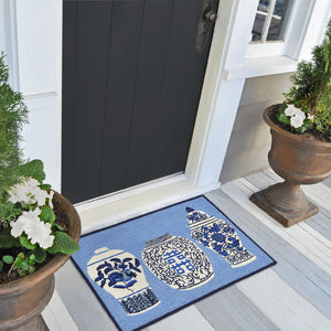 Trans Ocean Liora Manne Frontporch Ginger Jars Indoor/Outdoor Rug - Vibrant Floral Design For Any Space Blue Polyester,Acrylic Ftp23241003