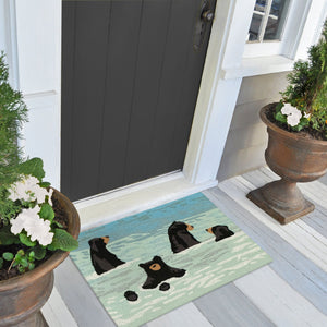 Trans Ocean Liora Manne Frontporch Bathing Bears Rug - Charming Indoor/Outdoor Mat For Nature Lovers' Spaces Blue Polyester,Acrylic Ftp34434003