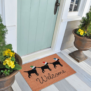 Trans Ocean Liora Manne Natura Three Dogs Holiday Outdoor Mat - Festive Welcome Decor For Pet Lovers 1'6"X2'6" Natural Coir Ntr12206712