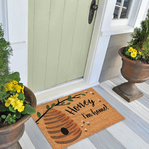 Trans Ocean Liora Manne Natura Honey I'm Home Outdoor Mat - Whimsical Bee Hive Design For Vibrant Entryways Natural Coir Ntr23222612