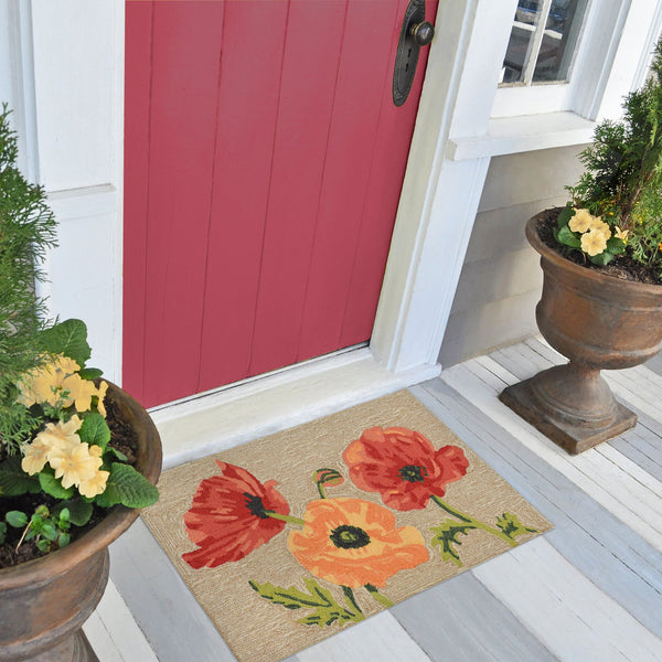 Trans Ocean Liora Manne Ravella Icelandic Poppies Area Rug - Stunning Botanical Design For Indoor/Outdoor Spaces Natural Polypropylene,Acrylic Rvl23227212