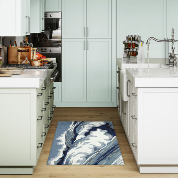 Trans Ocean Liora Manne Capri Wave Indoor/Outdoor Area Rug – Stunning Coastal Design For Elegant Spaces Blue Polyester,Acrylic Cap34175504