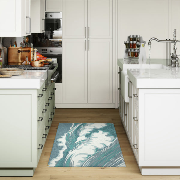 Trans Ocean Liora Manne Capri Wave Indoor/Outdoor Area Rug – Stunning Coastal Design For Elegant Spaces Blue Polyester,Acrylic Cap34175594