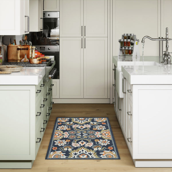 Trans Ocean Liora Manne Capri Petra Indoor/Outdoor Area Rug – Durable, Handmade, Traditional Persian Design Decor Navy Polyester,Acrylic Cap12175733