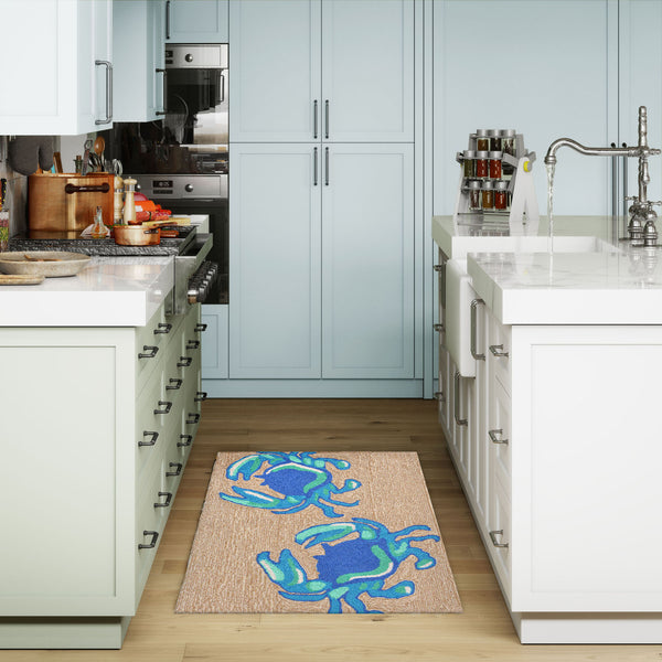 Trans Ocean Liora Manne Frontporch Crabs Indoor/Outdoor Mat - Coastal Charm With Playful Design For Beach Lovers Blue Polyester,Acrylic Ftp23140403