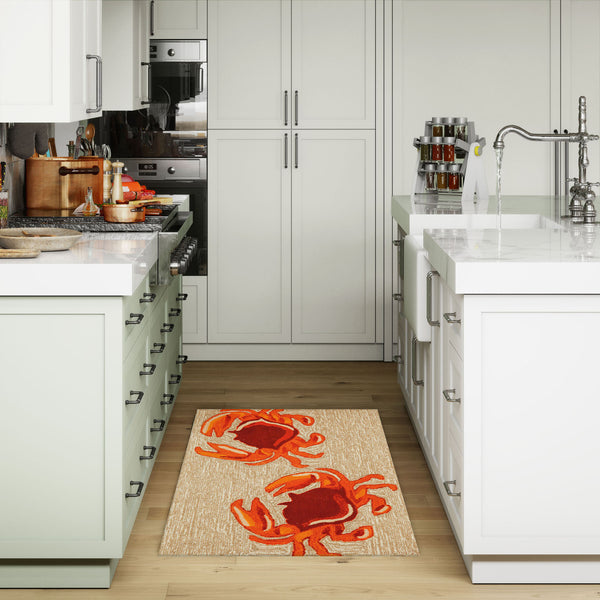Trans Ocean Liora Manne Frontporch Crabs Indoor/Outdoor Mat - Coastal Charm With Playful Design For Beach Lovers Natural Polyester,Acrylic Ftp34140412