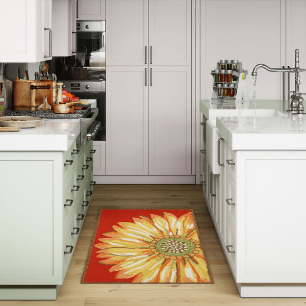 Trans Ocean Liora Manne Frontporch Sunflower Indoor/Outdoor Mat - Vibrant Floral Design For Any Space Red Polyester,Acrylic Ftp34141724