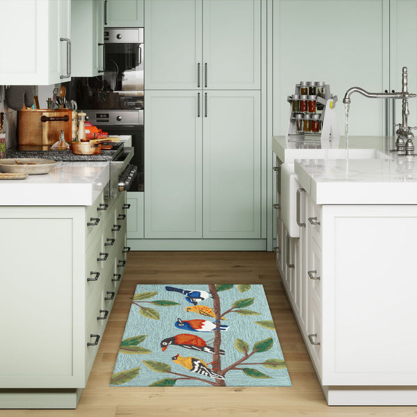 Trans Ocean Liora Manne Frontporch Indoor/Outdoor Rug - Charming Birds On Branch Design For Any Space Blue Polyester,Acrylic Ftp23467103