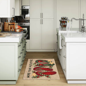 Trans Ocean Liora Manne Frontporch Mistletoes Indoor/Outdoor Mat With Festive Flip Flops And Greenery Design Natural Polyester,Acrylic Ftp34469812