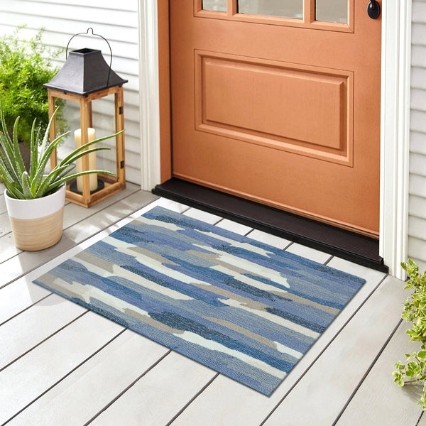 Trans Ocean Liora Manne Capri Cloud Indoor/Outdoor Area Rug - Contemporary Geometric Design For Any Space Blue Polyester,Acrylic Cap23172523