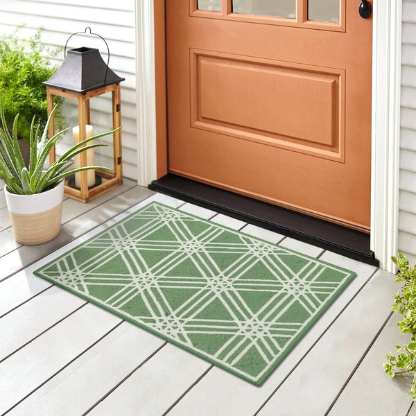 Trans Ocean Liora Manne Capri Hex Indoor/Outdoor Durable Area Rug - Stylish Geometric Accent For Any Space Green Polyester,Acrylic Cap23174106