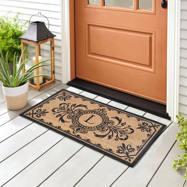 Trans Ocean Liora Manne Dwell Vine Outdoor Mat - Elegant Floral Design With Traditional Borders For Entryways Black Coir Pile Dwl24900448l