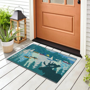 Trans Ocean Liora Manne Esencia Lake Life Indoor/Outdoor Mat - Whimsical Sailboats For Your Home Or Patio Blue Polypropylene,Polyester Ecn23959103