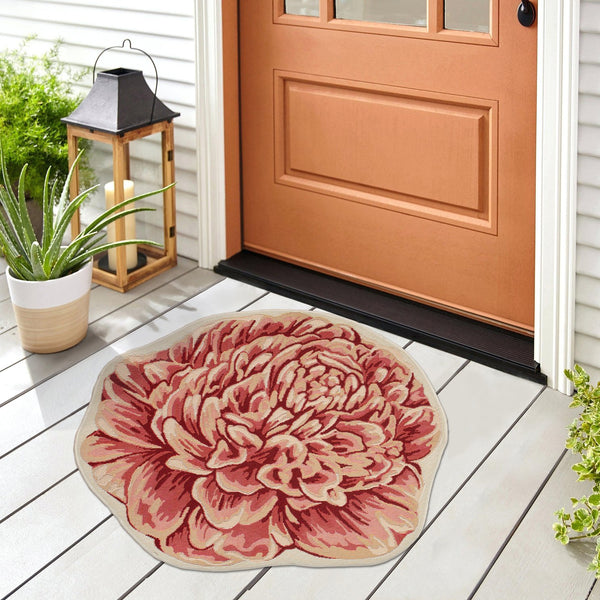 Trans Ocean Liora Manne Esencia Peony Indoor/Outdoor Non-slip Mat - Vibrant Floral Design For Any Space Orange Polypropylene,Polyester Ecnd3962317