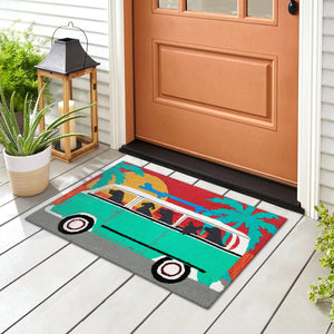 Trans Ocean Liora Manne Frontporch Beach Trip Indoor/Outdoor Mat - Playful Coastal Design With Black Labs Blue Polyester,Acrylic Ftp34147504