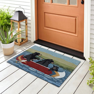 Trans Ocean Liora Manne Frontporch Are We Bear Yet? Fun Indoor/Outdoor Rug With Playful Canoeing Bears Design Blue Polyester,Acrylic Ftp23189203