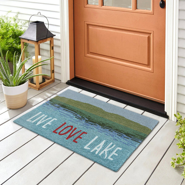 Trans Ocean Liora Manne Frontporch Live Love Lake Indoor/Outdoor Handmade Pillow - Nature-inspired Accent Blue Polyester,Acrylic Ftp23450703