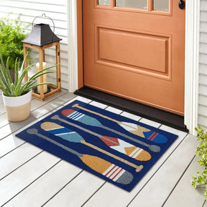 Trans Ocean Liora Manne Frontporch Nautical Paddles Indoor/Outdoor Mat - Vibrant Boating Design For Any Space Navy Polyester,Acrylic Ftp12450833