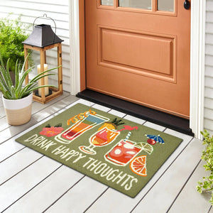 Trans Ocean Liora Manne Frontporch Happy Drinks Indoor/Outdoor Mat - Whimsical Area Rug For Fun Spaces Green Polyester,Acrylic Ftp23457306