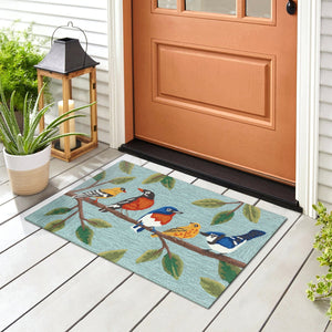 Trans Ocean Liora Manne Frontporch Indoor/Outdoor Rug - Charming Birds On Branch Design For Any Space Blue Polyester,Acrylic Ftp23467103