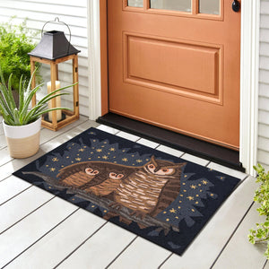 Trans Ocean Liora Manne Frontporch Owl Family Indoor/Outdoor Mat – Cozy Graphic Rug With Charming Night Scene Navy Polyester,Acrylic Ftp23467333