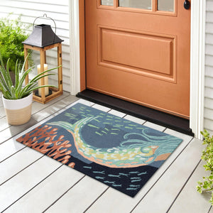 Trans Ocean Liora Manne Frontporch Siren Sighting Coastal Indoor/Outdoor Mat With Vibrant Mermaid Design Blue Polyester,Acrylic Ftp12467704